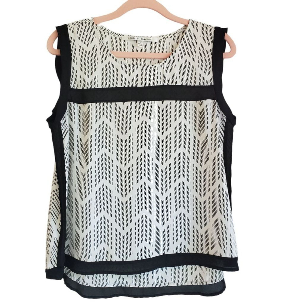 Collective Concepts Pretty Chevron Sleeveless Blouse, sz Small